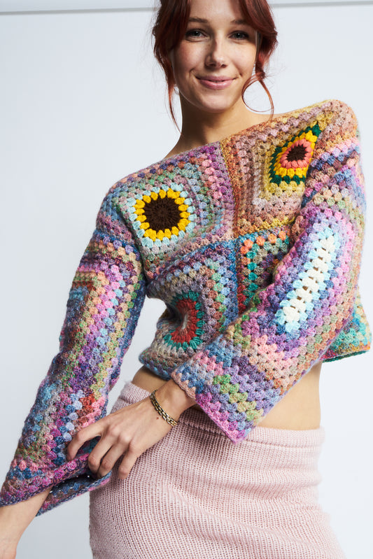 Flower Granny Square Crochet Jumper